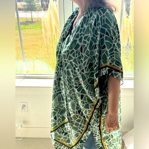 Green Mosaic Patterned Kaftan